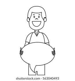 man avatar character with speech bubble
