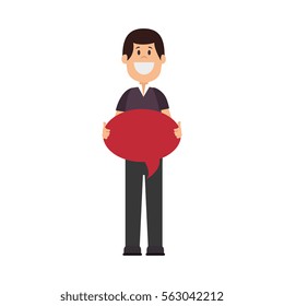 man avatar character with speech bubble