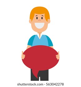 man avatar character with speech bubble