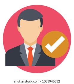 
A man avatar with check mark sign symbolising the approved candidate.
