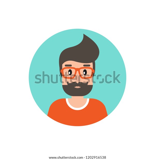 Man Avatar Circle Cartoon Guy Black Stock Vector Royalty Free