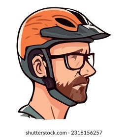 Man avatar with cycling helmet icon isolated