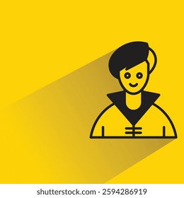 man avatar with drop shadow on yellow background