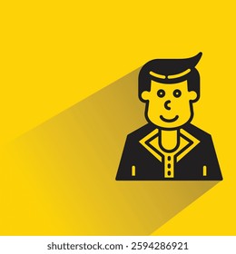 man avatar with drop shadow on yellow background