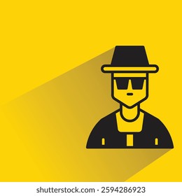 man avatar with drop shadow on yellow background