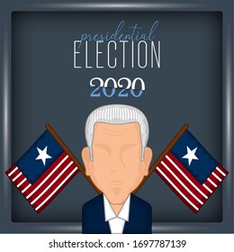 Man avatar with flags of Unite States. Presidential election poster. Presidential candidate - Vector illustration