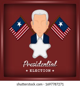 Man avatar with a flags of United States. Presidential election poster. Presidential candidate - Vector illustration