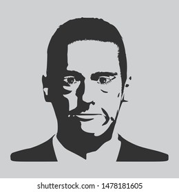 Man avatar. Front view. Isolated male face silhouette