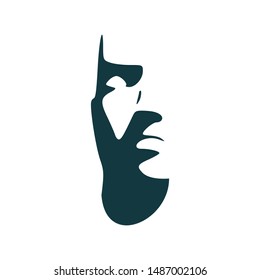 Man avatar. Front view. Male face silhouette or icon.