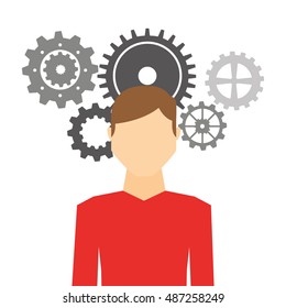 man avatar with gears machine icon vector illustration design