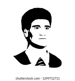 Man avatar. Half turn view. Male face silhouette or icon.