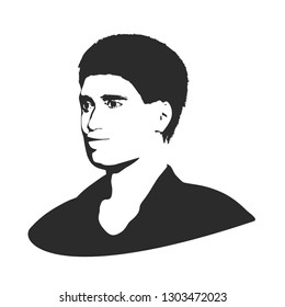 Man avatar. Half turn view. Male face silhouette or icon.