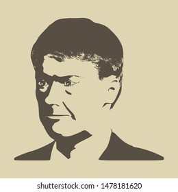 Man avatar. Half turn view. Isolated male face silhouette