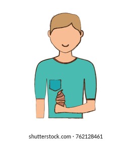 man   avatar with  ice cream cone  vector illustration