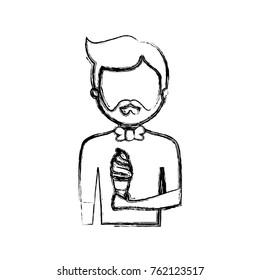 man  avatar  an ice  cream   vector illustration