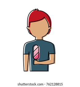 man   avatar with  ice cream  vector illustration