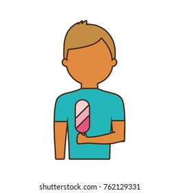 man   avatar with  ice cream  vector illustration