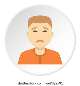 Man avatar icon in flat circle isolated on white background vector illustration for web