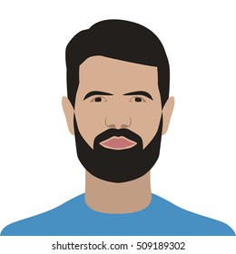 Man avatar icon, hipster character. Vector illustration of young guy with beard