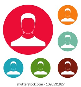 Man avatar icons circle set vector isolated on white background