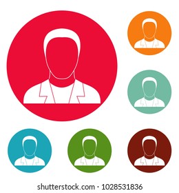 Man avatar icons circle set vector isolated on white background