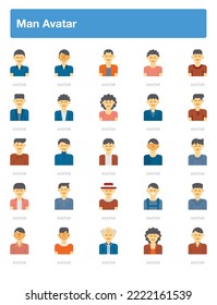 Man avatar Illustration Pack for Web Design, Poster, Brochure, Printing, Advertisement, etc.