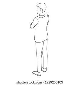 Man avatar isometric concept black and white