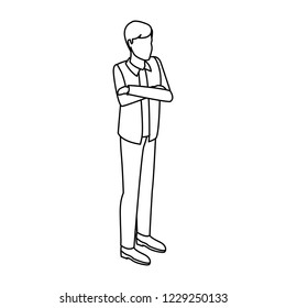 Man avatar isometric concept black and white