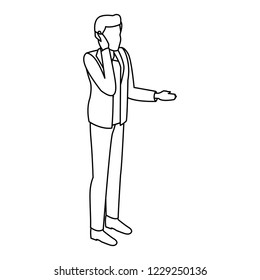 Man avatar isometric concept black and white