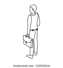 Man avatar isometric concept black and white