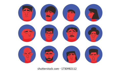 Man avatar. Male character portrait. Icon with human face. Vector illustration.