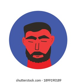 Man avatar. Male character portrait. Icon with human face. Vector illustration.