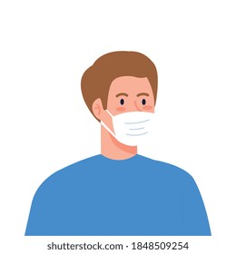 man avatar with mask design of Medical care and covid 19 virus theme Vector illustration