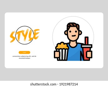 The man avatar on an life style-themed white background is perfect for learning materials and visual illustration on digital products