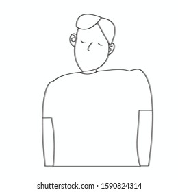 Man avatar on white background. concept.Man close his eye. Simple flat vector for template, brochure or presentation.