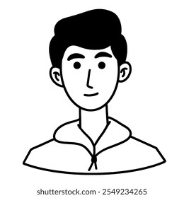 Man avatar outline. Thin line people icon character. Suitable for use in applications, infographics, web, social networks.