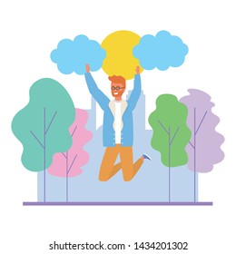 Man avatar in the park design