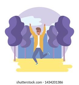 Man avatar in the park design