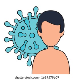 man avatar with particle covid 19 isolated icon vector illustration design