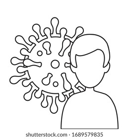 man avatar with particle covid 19 isolated icon vector illustration design