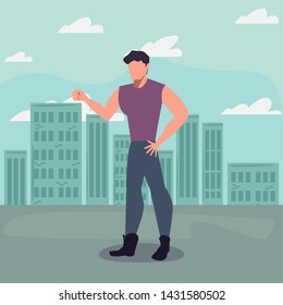 man avatar portrait city background