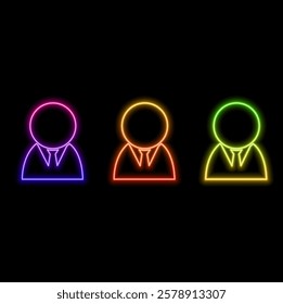 Man avatar profile. Male face silhouette or icon isolated on white background. neon style. Vector illustration..