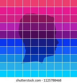 Man avatar profile view. Face silhouette or icon. Gradient paint