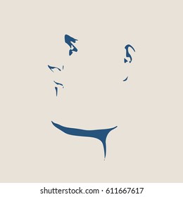 Man avatar profile view. Isolated male face silhouette or icon . Vector illustration.
