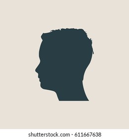 Man avatar profile view. Isolated male face silhouette or icon . Vector illustration.