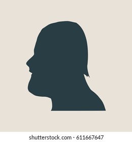 Man avatar profile view. Isolated male face silhouette or icon . Vector illustration.