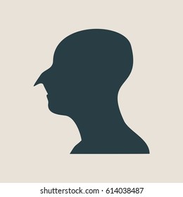 Man avatar profile view. Isolated male face silhouette or icon . Vector illustration. Big nose