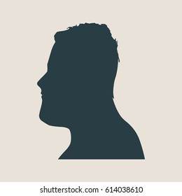 Man avatar profile view. Isolated male face silhouette or icon . Vector illustration.