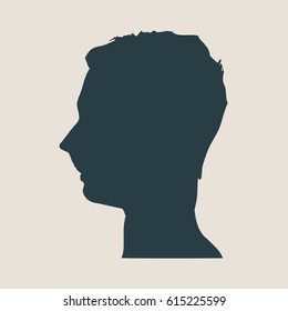 Man avatar profile view. Isolated male face silhouette or icon . Vector illustration.