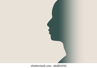 Man avatar profile view. Male face silhouette or icon . Vector illustration.